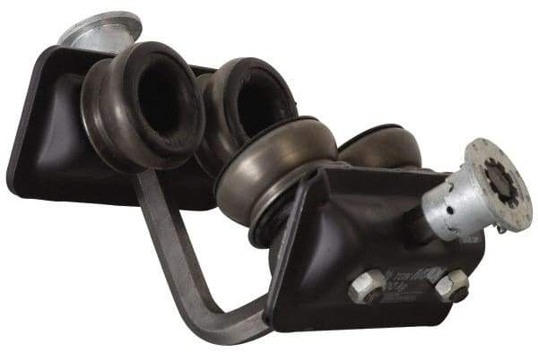 CM - 2 Ton Capacity Low Headroom Ball Bearing Trolley - 3-3/8" to 5-5/8" Flange Width, 3-1/2" Wheel Diam, 6" to 15" I-Beam, 10" Min Radius - Benchmark Tooling