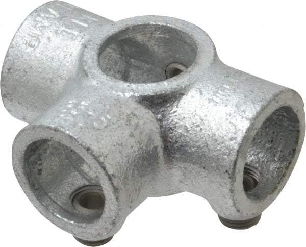 Kee - 3/4" Pipe, Side Outlet Tee, Side Outlet Cross, Malleable Iron Cross Pipe Rail Fitting - Galvanized Finish - Benchmark Tooling