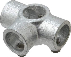 Kee - 3/4" Pipe, Side Outlet Tee, Side Outlet Cross, Malleable Iron Cross Pipe Rail Fitting - Galvanized Finish - Benchmark Tooling