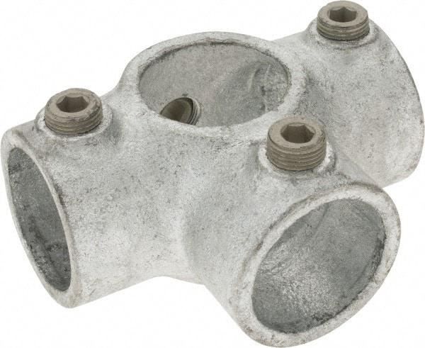 Kee - 1-1/4" Pipe, Side Outlet Tee, Malleable Iron Tee Pipe Rail Fitting - Galvanized Finish - Benchmark Tooling