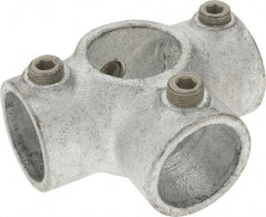 Kee - 1-1/4" Pipe, Side Outlet Tee, Malleable Iron Tee Pipe Rail Fitting - Galvanized Finish - Benchmark Tooling