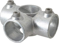 Kee - 1-1/2" Pipe, Side Outlet Tee, Side Outlet Cross, Malleable Iron Cross Pipe Rail Fitting - Galvanized Finish - Benchmark Tooling
