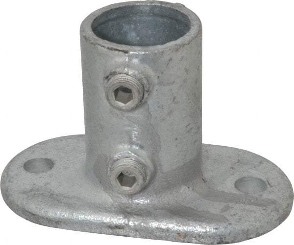 Kee - 1-1/4" Pipe, Railing Flange, Malleable Iron Flange Pipe Rail Fitting - Galvanized Finish - Benchmark Tooling