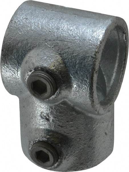 Kee - 1-1/4" Pipe, Single Socket Tee, Malleable Iron Tee Pipe Rail Fitting - Galvanized Finish - Benchmark Tooling