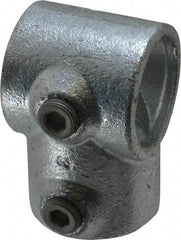 Kee - 1-1/4" Pipe, Single Socket Tee, Malleable Iron Tee Pipe Rail Fitting - Galvanized Finish - Benchmark Tooling