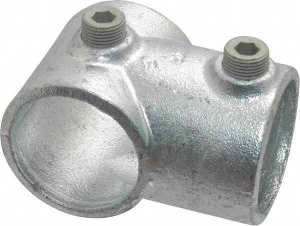 Kee - 1-1/2" Pipe, Single Socket Tee, Malleable Iron Tee Pipe Rail Fitting - Galvanized Finish - Benchmark Tooling