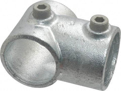 Kee - 1-1/2" Pipe, Single Socket Tee, Malleable Iron Tee Pipe Rail Fitting - Galvanized Finish - Benchmark Tooling