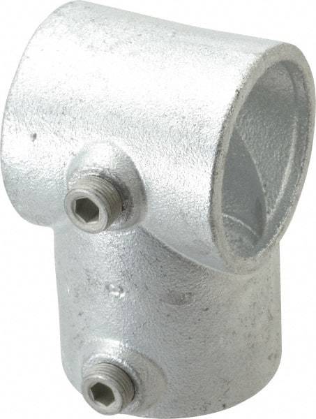 Kee - 2" Pipe, Single Socket Tee, Malleable Iron Tee Pipe Rail Fitting - Galvanized Finish - Benchmark Tooling