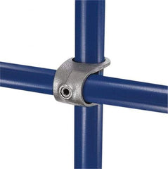 Kee - 3/4" Pipe, Clamp-On Crossover, Malleable Iron Cross Pipe Rail Fitting - Galvanized Finish - Benchmark Tooling