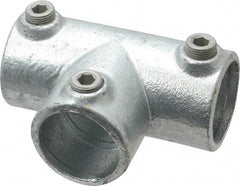 Kee - 1-1/4" Pipe, 90° Three Socket Tee, Malleable Iron Tee Pipe Rail Fitting - Galvanized Finish - Benchmark Tooling