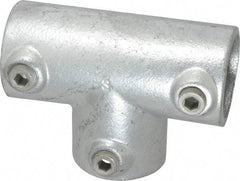 Kee - 1-1/2" Pipe, 90° Three Socket Tee, Malleable Iron Tee Pipe Rail Fitting - Galvanized Finish - Benchmark Tooling