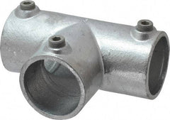 Kee - 2" Pipe, 90° Three Socket Tee, Malleable Iron Tee Pipe Rail Fitting - Galvanized Finish - Benchmark Tooling