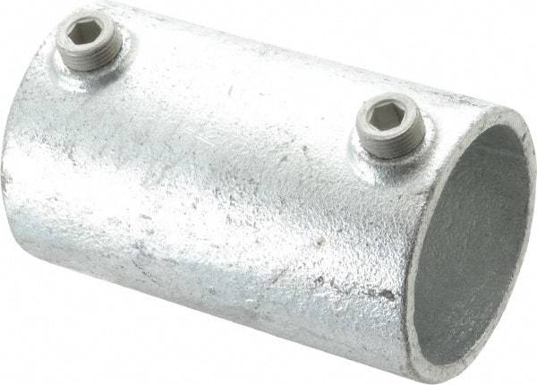 Kee - 2" Pipe, Malleable Iron Straight Coupling Pipe Rail Fitting - Galvanized Finish - Benchmark Tooling