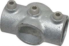 Kee - 1" Pipe, Two Socket Cross, Malleable Iron Cross Pipe Rail Fitting - Galvanized Finish - Benchmark Tooling