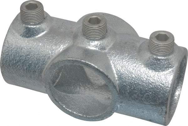 Kee - 1-1/4" Pipe, Two Socket Cross, Malleable Iron Cross Pipe Rail Fitting - Galvanized Finish - Benchmark Tooling