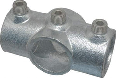 Kee - 1-1/4" Pipe, Two Socket Cross, Malleable Iron Cross Pipe Rail Fitting - Galvanized Finish - Benchmark Tooling