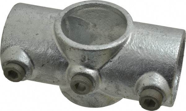 Kee - 1-1/2" Pipe, Two Socket Cross, Malleable Iron Cross Pipe Rail Fitting - Galvanized Finish - Benchmark Tooling