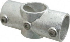 Kee - 2" Pipe, Two Socket Cross, Malleable Iron Cross Pipe Rail Fitting - Galvanized Finish - Benchmark Tooling