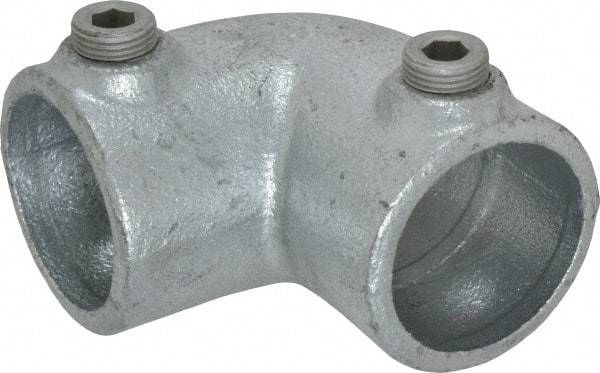 Kee - 1-1/4" Pipe, 90° Elbow, Malleable Iron Elbow Pipe Rail Fitting - Galvanized Finish - Benchmark Tooling