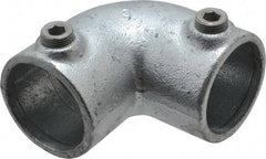 Kee - 1-1/2" Pipe, 90° Elbow, Malleable Iron Elbow Pipe Rail Fitting - Galvanized Finish - Benchmark Tooling