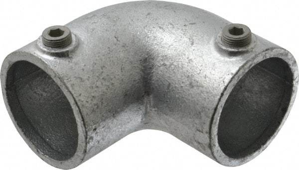 Kee - 2" Pipe, 90° Elbow, Malleable Iron Elbow Pipe Rail Fitting - Galvanized Finish - Benchmark Tooling