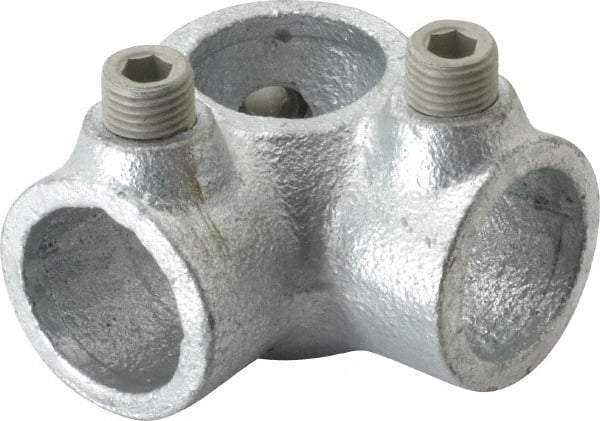 Kee - 3/4" Pipe, Side Outlet Tee, Malleable Iron Tee Pipe Rail Fitting - Galvanized Finish - Benchmark Tooling