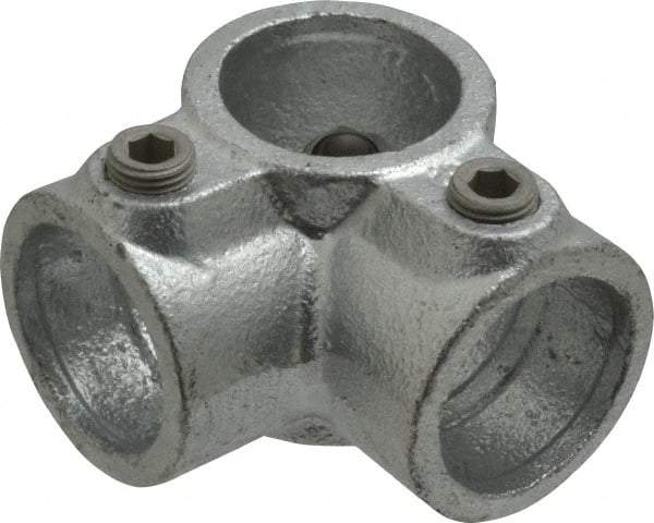 Kee - 1" Pipe, Side Outlet Tee, Malleable Iron Tee Pipe Rail Fitting - Galvanized Finish - Benchmark Tooling
