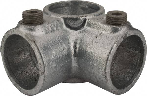 Kee - 1-1/4" Pipe, Side Outlet Tee, Malleable Iron Tee Pipe Rail Fitting - Galvanized Finish - Benchmark Tooling