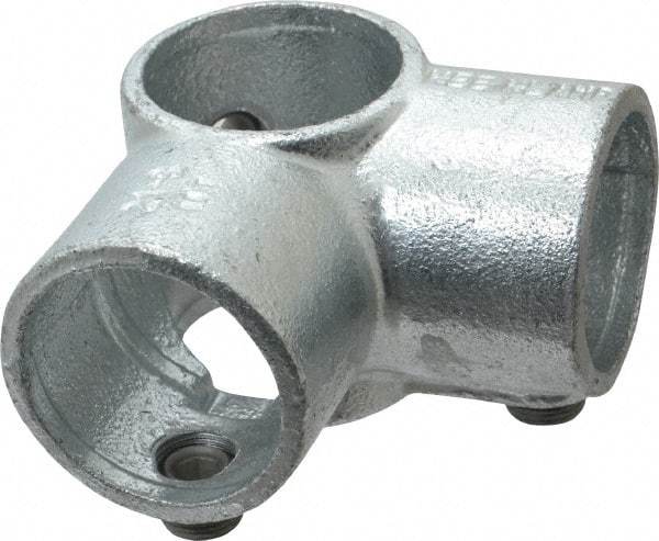 Kee - 1-1/2" Pipe, Side Outlet Tee, Malleable Iron Tee Pipe Rail Fitting - Galvanized Finish - Benchmark Tooling