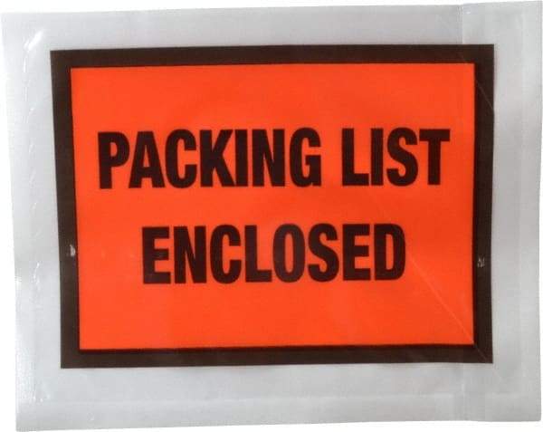 Nifty Products - 1,000 Piece, 5-1/2" Long x 4-1/2" Wide, Envelope - Packing List Enclosed, Orange Full Faced - Benchmark Tooling