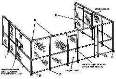 Folding Guard - 5' Wide x 8' High, Temporary Structure Woven Wire Panel - 10 Gauge Wire, 1-1/2 Inches x 16 Gauge Channel Frame, Includes Hardware, Top Capping and Floor Socket - Benchmark Tooling