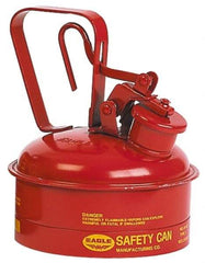 Eagle - 2 Qt Galvanized Steel Type I Safety Can - 8-3/4" High x 6-3/4" Diam, Red with Yellow - Benchmark Tooling