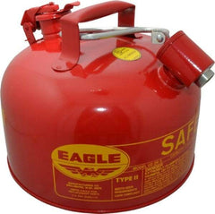 Eagle - 2 Gal Galvanized Steel Type II Safety Can - 9-1/2" High x 11-1/4" Diam, Red with Yellow - Benchmark Tooling