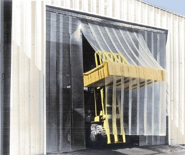 Aleco - 12' Door Width x 12' Door Height Vinyl Smooth Strip Door Kit - 16" Strip Width x 0.16" Strip Thickness, Clear, 75% Overlap - Benchmark Tooling