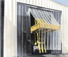 Aleco - 12' Door Width x 12' Door Height Vinyl Smooth Strip Door Kit - 16" Strip Width x 0.16" Strip Thickness, Clear, 75% Overlap - Benchmark Tooling
