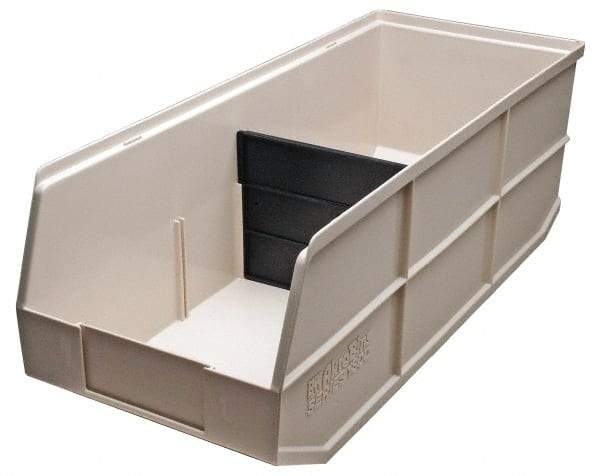 Akro-Mils - 60 Lb. Load Capacity, 20-1/2" Deep, Ivory Polymer Hopper Stacking Bin - 7" High x 8-1/4" Wide x 20-1/2" Long - Benchmark Tooling