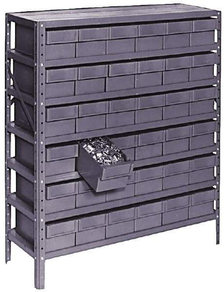 Value Collection - 72 Bin Bin Shelving Unit with Drawers - 36 Inch Overall Width x 12 Inch Overall Depth x 75 Inch Overall Height, Gray Plastic Bins - Benchmark Tooling