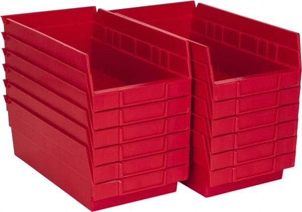 Akro-Mils - 11-5/8" Deep, Red Hopper Shelf Bin - 4" High x 6-5/8" Wide x 11-5/8" Long - Benchmark Tooling