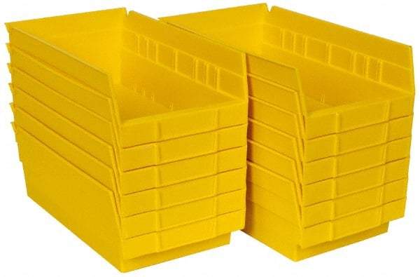 Akro-Mils - 11-5/8" Deep, Yellow Hopper Shelf Bin - 4" High x 6-5/8" Wide x 11-5/8" Long - Benchmark Tooling