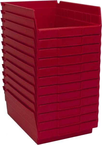 Akro-Mils - 11-5/8" Deep, Red Hopper Shelf Bin - 4" High x 8-3/8" Wide x 11-5/8" Long - Benchmark Tooling