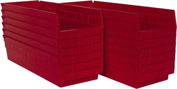 Akro-Mils - 17-7/8" Deep, Red Hopper Shelf Bin - 4" High x 6-5/8" Wide x 17-7/8" Long - Benchmark Tooling