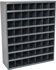 Durham - 56 Bin Bin Shelving Unit with Openings - 33-3/4 Inch Overall Width x 12 Inch Overall Depth x 42 Inch Overall Height, Gray Steel Bins - Benchmark Tooling