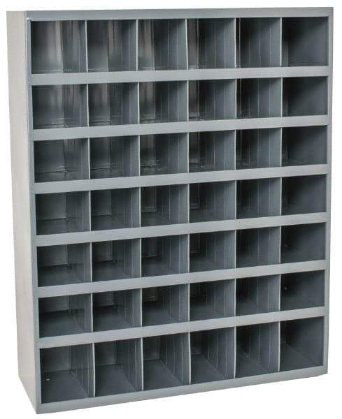 Durham - 42 Bin Bin Shelving Unit with Openings - 33-3/4 Inch Overall Width x 12 Inch Overall Depth x 42 Inch Overall Height, Gray Steel Bins - Benchmark Tooling