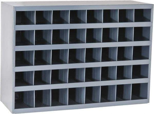 Durham - 40 Bin Bin Shelving Unit with Openings - 33-3/4 Inch Overall Width x 12 Inch Overall Depth x 24 Inch Overall Height, Gray Steel Bins - Benchmark Tooling