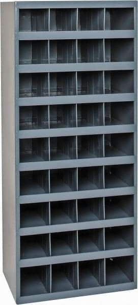 Durham - 36 Bin Bin Shelving Unit with Openings - 17-7/8 Inch Overall Width x 12 Inch Overall Depth x 42 Inch Overall Height, Gray Steel Bins - Benchmark Tooling