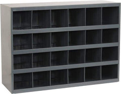 Durham - 24 Bin Bin Shelving Unit with Openings - 33-3/4 Inch Overall Width x 12 Inch Overall Depth x 24 Inch Overall Height, Gray Steel Bins - Benchmark Tooling