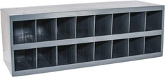 Durham - 16 Bin Bin Shelving Unit with Openings - 33-3/4 Inch Overall Width x 12 Inch Overall Depth x 11-1/2 Inch Overall Height, Gray Steel Bins - Benchmark Tooling