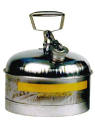 Stainless Steel, Silver with Yellow, Type I Safety Can 9-5/8 Inch High, 11-1/4 Inch Diameter