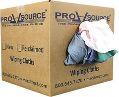 PRO-SOURCE - Reclaimed Poly/Cotton T-Shirt Rags - Assorted Colors, Poly/Cotton, Low Lint, 10 Lbs. at 4 to 6 per Pound, Box - Benchmark Tooling