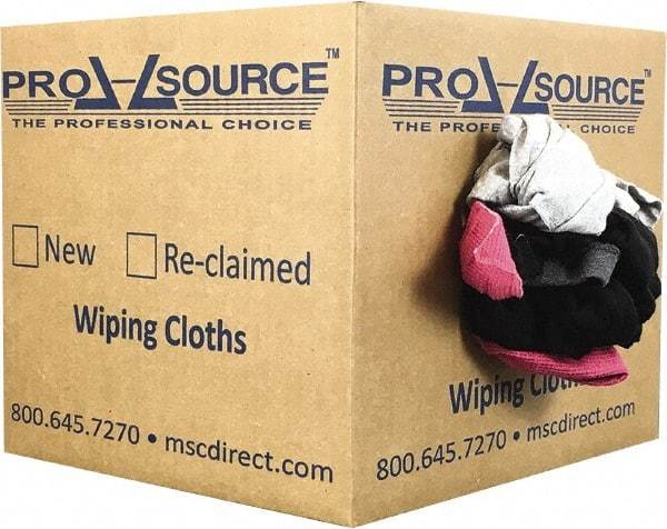 PRO-SOURCE - Reclaimed Cotton T-Shirt Rags - Assorted Colors, Polo, Low Lint, 10 Lbs. at 3 to 4 per Pound, Box - Benchmark Tooling